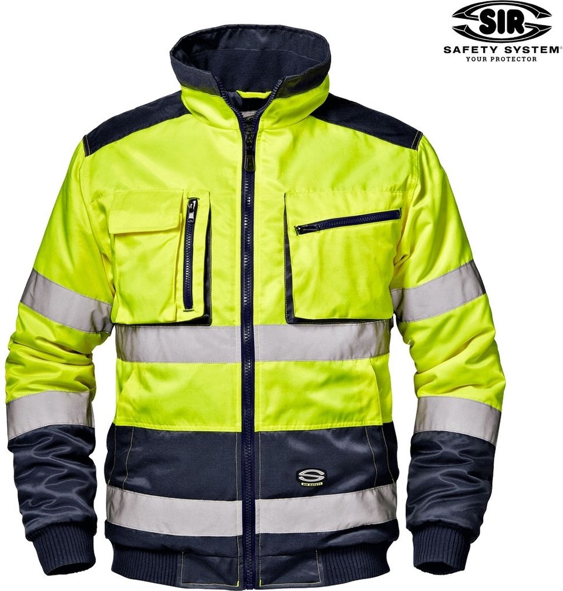 SIR SAFETY MORGAN Hi Vis Reflecterend Pilot Jack Werkjas HEREN Veiligheidsjas Geel Blauw - EN ISO 20471 Klasse 2 - Vuilafstotend - Gevoerd