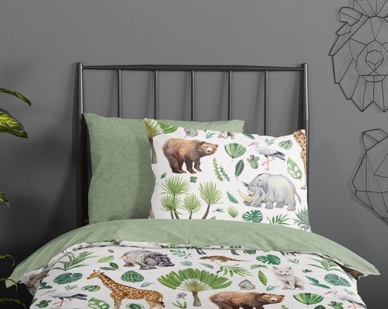 Good Morning Kinderdekbedovertrek "Afrikaanse dieren / big five" - Multi - (140x200/220 cm) - Katoen van Good Morning — afbeelding 2