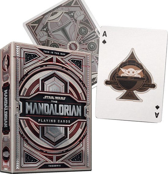 The Mandalorian speelkaarten doosje, met deksel en aas kaart met The Child.