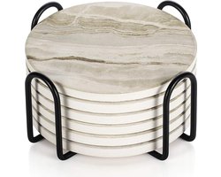 Duurzaam&Mi - duurzaam marmeren Onderzetters (set van 6) - keramische - onderzetters- houder - kurkbodem - dames en heren - voor verschillende kopjes - tafel- woondecoratie - Onderleggers voor Glazen - Glasonderzetters voor op Tafel - Coasters Duurzaam&Mi - duurzaam marmeren Onderzetters (set van 6) - keramische - onderzetters- houder - kurkbodem - dames en heren - voor verschillende kopjes - tafel- woondecoratie - Onderleggers voor Glazen - Glasonderzetters voor op Tafel - Coasters