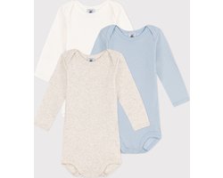 Petit Bateau Set van 3 effen katoenen body's met lange mouwen