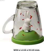 Qualy - Mok “Bunny Mug” met Groen deksel W94 x L116 x H110 mm Materiaal: Gerecycled PP + Oceaanglas
