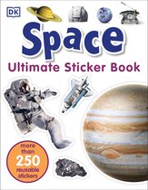 Boek 'Space Ultimate Sticker Book' met astronaut, ruimteveer, Jupiter, Saturnus, maan en ruimterover. Meer dan 250 herbruikbare stickers.