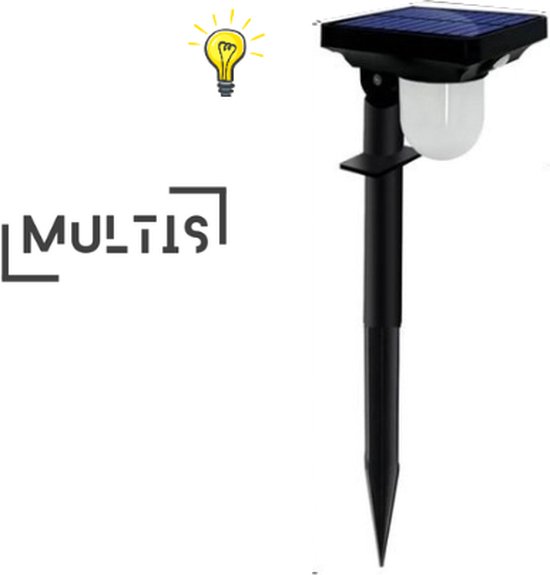 Multis - Tuinverlichting op Zonne-Energie met Bewegingssensoren - 1800mAH - Solar Tuinverlichting - 1 stuks - Zwart