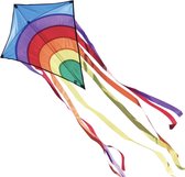Vlieger voor kinderen - Rainbow Eddy Blue - Dimense: 65cm x 72cm - Eenlijner - inclusief Vliegersnoer - vliegerkoord - voor kinderen vanaf 3 jaar