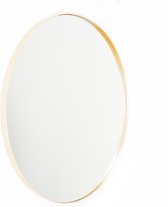 Housevitamin Ronde Metalen Spiegel - Staal Rand 3cm 60 Dia - Gemaakt van Staal Gouden Wand Spiegel 60cm