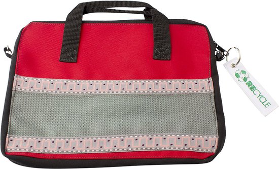 Recycler le sac iPad | Procean | rouge à rayures roses