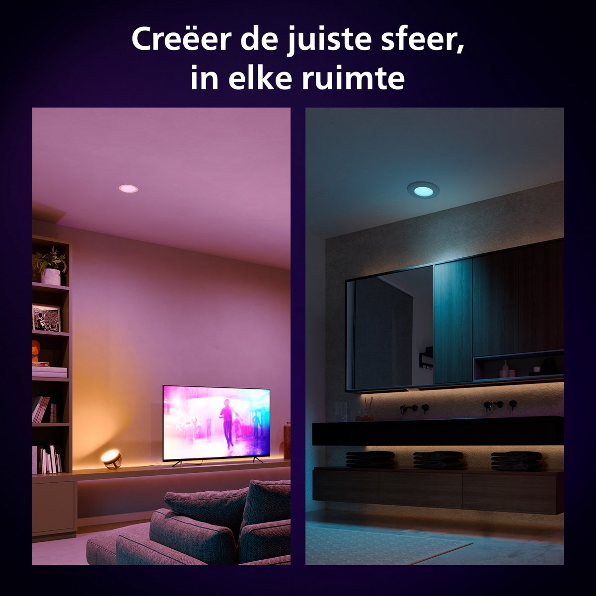 Philips Hue inbouwspot dun - wit en gekleurd licht - Ø90mm - wit — afbeelding 6
