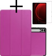 Hoesje Geschikt voor Samsung Galaxy Tab S9 FE Plus Hoesje Case Hard Cover Hoes Book Case Met Uitsparing Geschikt voor S Pen Met Screenprotector - Paars