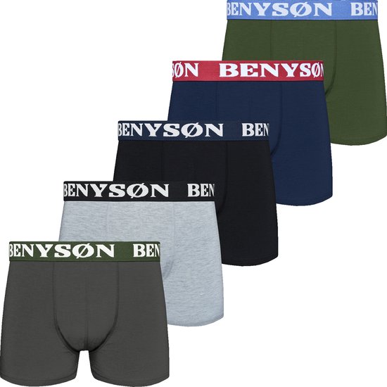 Boxershort Heren | Benyson | 5 Pack | Katoen | Maat XL | Mix Kleur | Ondergoed Heren | Onderbroeken Heren |