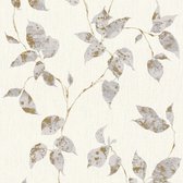 Bloemen behang Profhome 366873-GU vliesbehang licht gestructureerd met bloemen patroon mat grijs zilver wit 5,33 m2