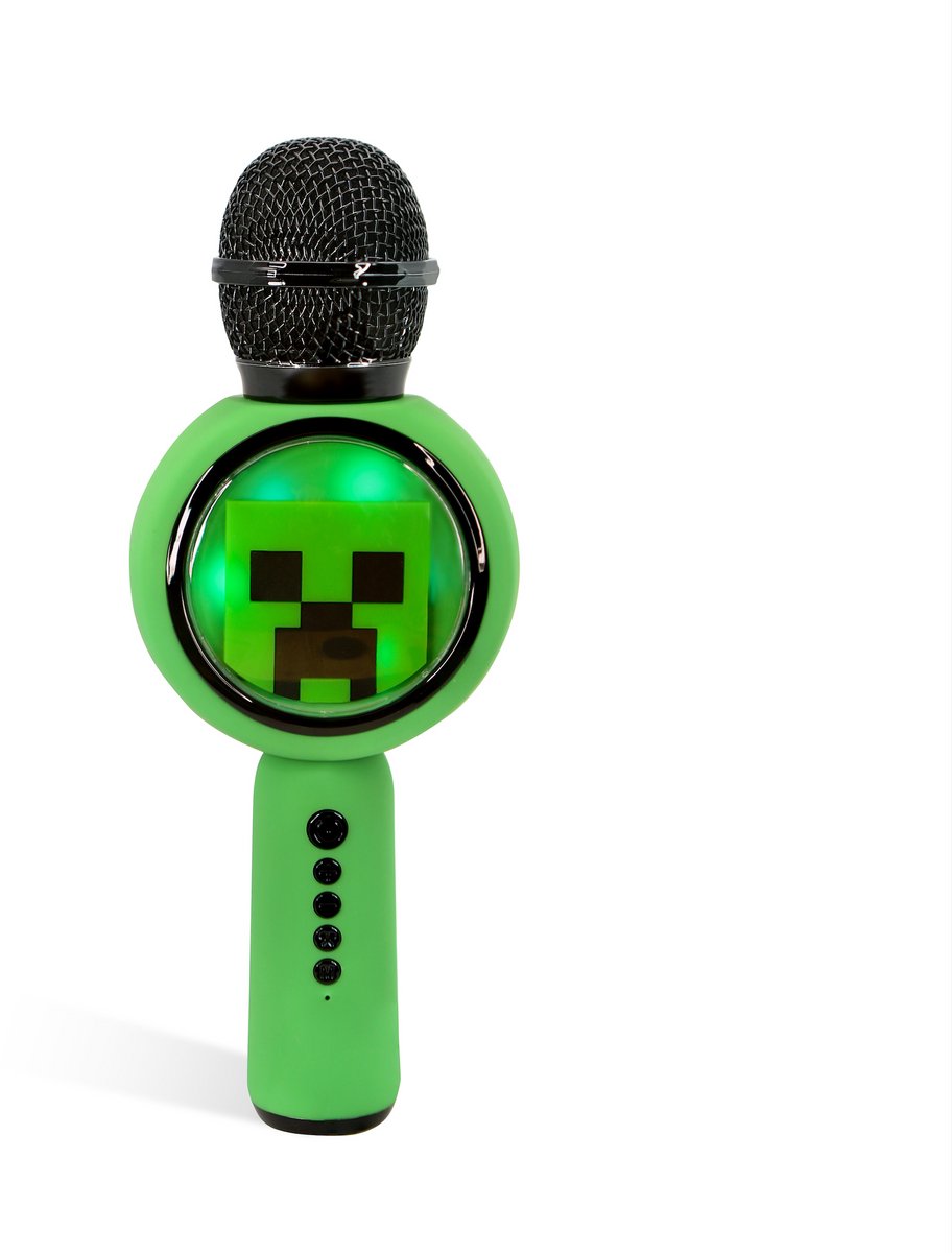 OTL Technologies Minecraft - draadloze karaoke microfoon voor kinderen - oplichtend led display - speaker - stemvervorming