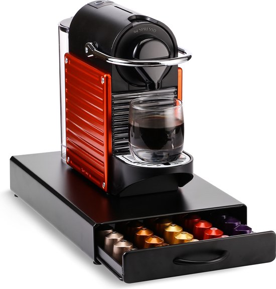 Behave Porte-capsules - Nespresso - Tiroir extensible - Porte-gobelet - Zwart - 50 capsules