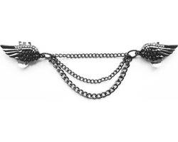 Fashionclip - Vestsluiting - Zwart - vleugels - 4 - kettingen - Vestclip