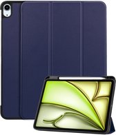 Hoes Geschikt voor iPad Air 2024 (11 inch) Hoes Luxe Hoesje Case Met Uitsparing Geschikt voor Apple Pencil - Hoesje Geschikt voor iPad Air 6 (11 inch) Hoes Cover - Donkerblauw