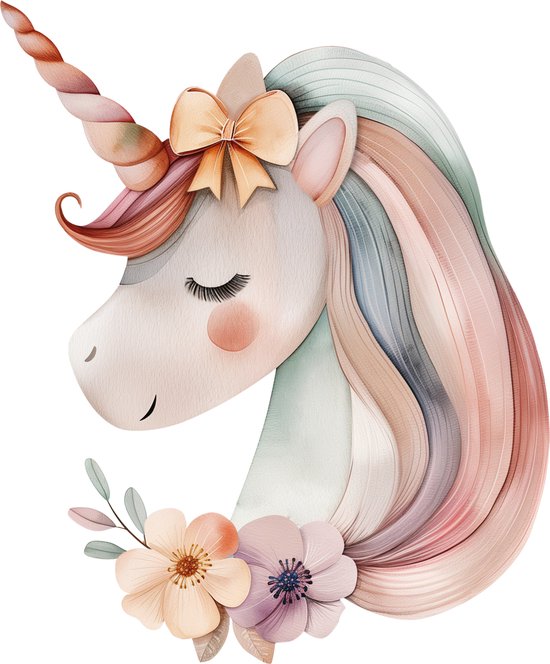 Muursticker unicorn 62x75 cm - Decoratie kinderkamer / babykamer jongens & meisjes