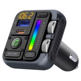 iSetchi Bluetooth FM Transmitter - Carkit Met Quick Charge 3.0 Oplader - Auto - Ontvanger - Adapter - Receiver - USB-C Snelladen Poort - Draadloos - Handsfree bellen