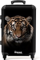NoBoringSuitcases.com® - Grande valise Portrait de tigre sur fond noir - Bagage - Valise de voyage - Valise chariot - Valises 67cm