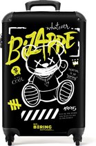 NoBoringSuitcases.com® - Handbagage koffer lichtgewicht - Reiskoffer trolley - Cartoon beer met masker als graffiti kunstwerk - Rolkoffer met wieltjes - Past binnen 55x40x20 en 55x35x25