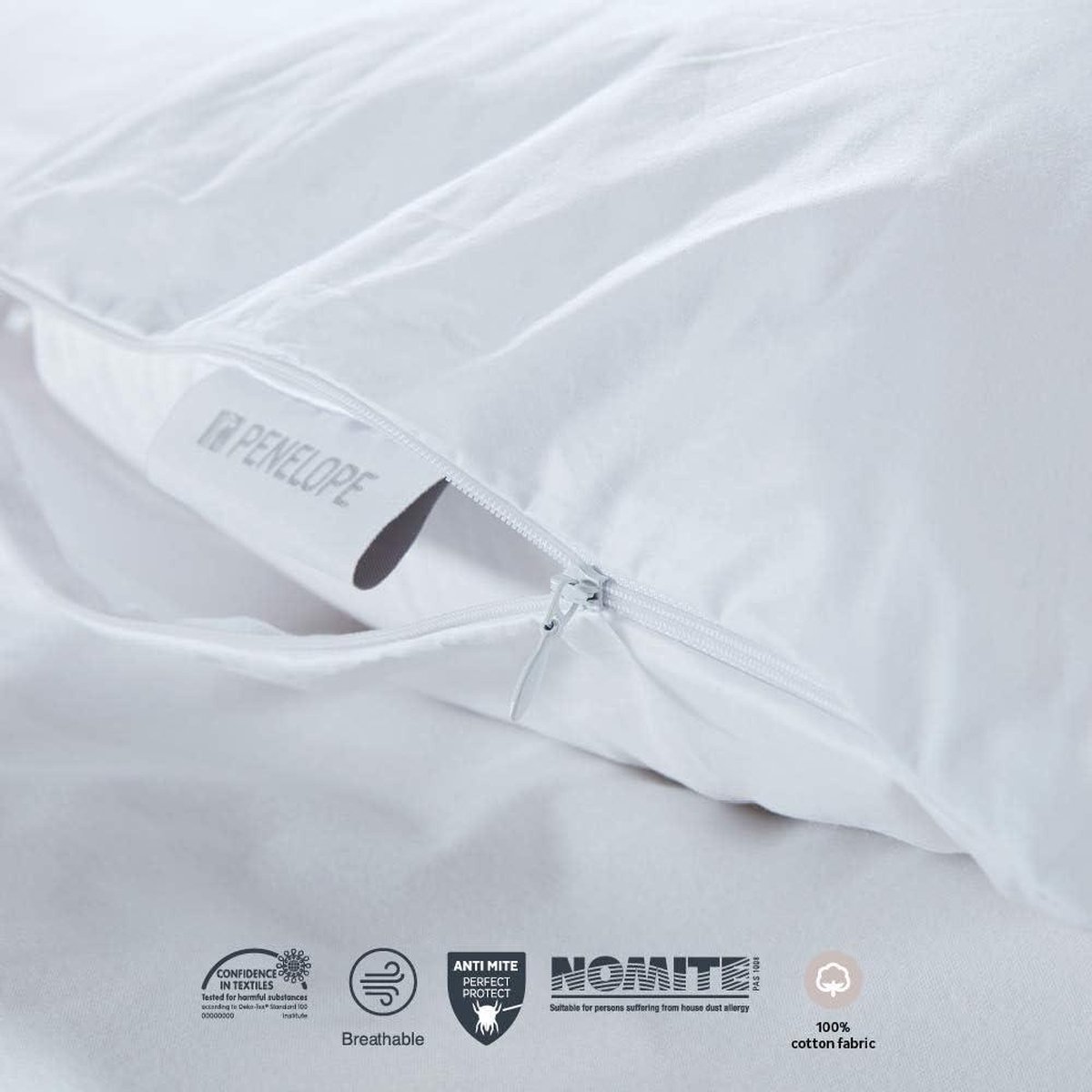 Super zachte kussenbescherming in wit - 57x35 cm, anti-mijt - Penelope Bedroom UK kussenbeschermer
