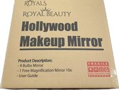 Royals Hollywood Spiegel Met Verlichting - Make Up Spiegel - 10x Zoom - 9x led verlichting - 3 lichtstanden - hollywood spiegel - Spiegel - 36 x 30 cm