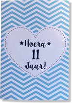 Hoera 11 Jaar! Luxe verjaardagskaart - 12x17cm - Gevouwen Wenskaart inclusief envelop - Leeftijdkaart