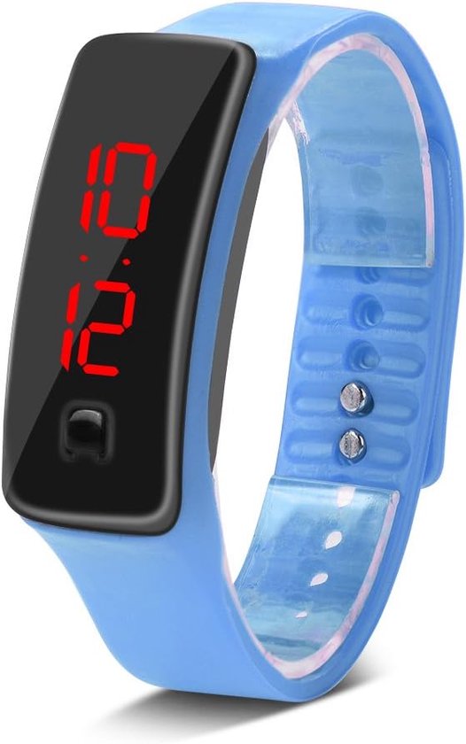 ZJchao Meerdere kleuren led-polshorloge, digitaal polshorloge, siliconen armband, wijzerplaat, 12 uur, elektronisch sporthorloge voor jongeren, jongens, meisjes, kinderen (blauw)