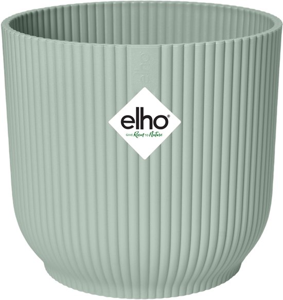 Elho Vibes Fold Rond 18 - Pot De Fleurs pour Intérieur - Plastique 100% Recyclé - Ø 18.4 x H 16.8 cm - Vert sorbet