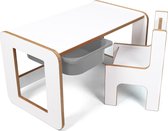 Industrial Living kindertafel met grijze lade - Speeltafel - Tekentafel - Kinderbureau met stoel - Activiteitentafel - Hout - Wit