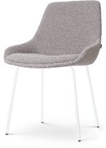 Nolon Nora-Isa Eetkamerstoel Bouclé Taupe - Stof - Wit Onderstel - Design - Scandinavisch - Comfortabel