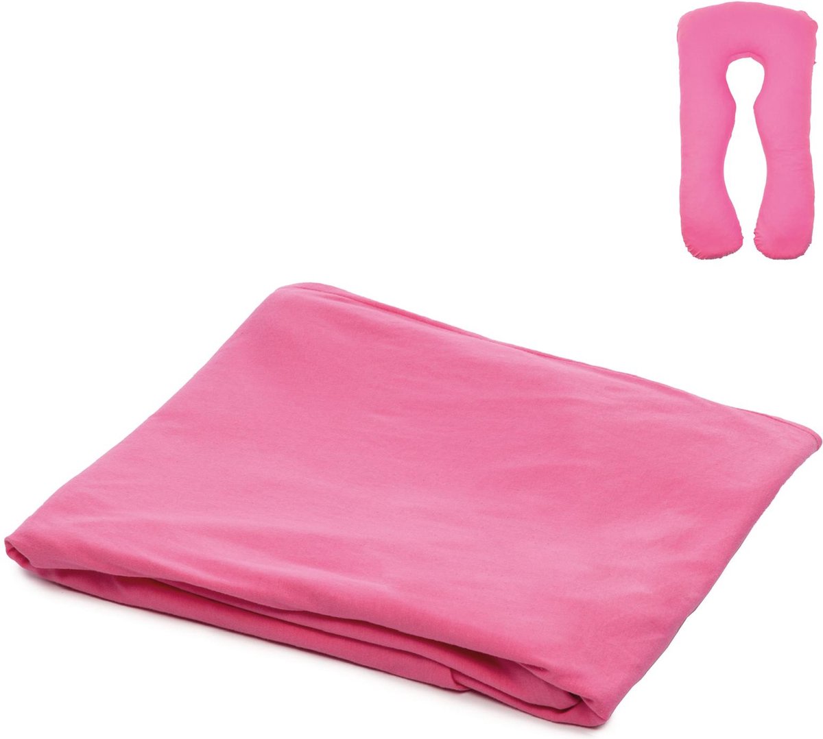 Goedkoopste MeraLife® Zwangerschapskussen Hoes (U-Vorm) XXL - Zwangerschapskussens - Zijslaapkussen - Lichaamskussen - Kussenhoes - 140x80cm - Roze