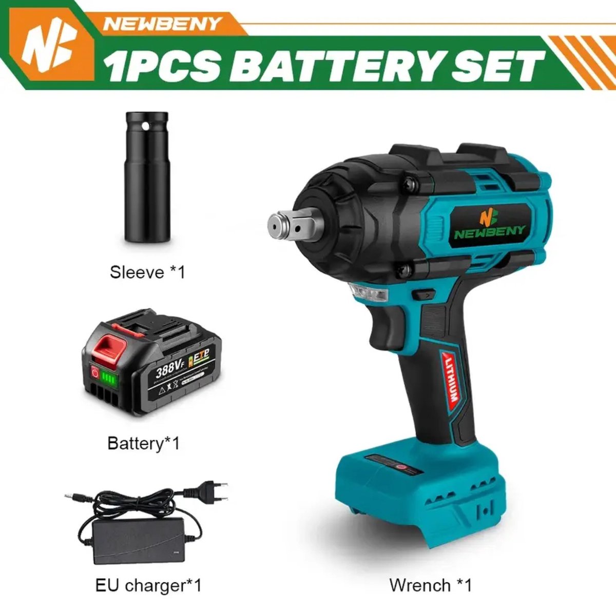 MS® - Slagmoersleutel - Slagschroevendraaier - Elektrisch - Vermogen 18-21V - Max. 1300 N.m - Met 1 oplaadbare accu - Oplader - 3 Versnellingen - Zwart/blauw