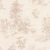 Landelijk behang Profhome 304291-GU vliesbehang licht gestructureerd in shabby chic stijl mat beige roze crèmewit 5,33 m2
