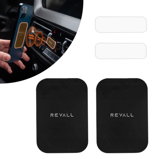 REVALL® Magnetische Platen - Telefoonhouders Auto - Metalen Platen - Gel Lijm Strips - Magneet Plaatjes - Accessories Set - Universeel