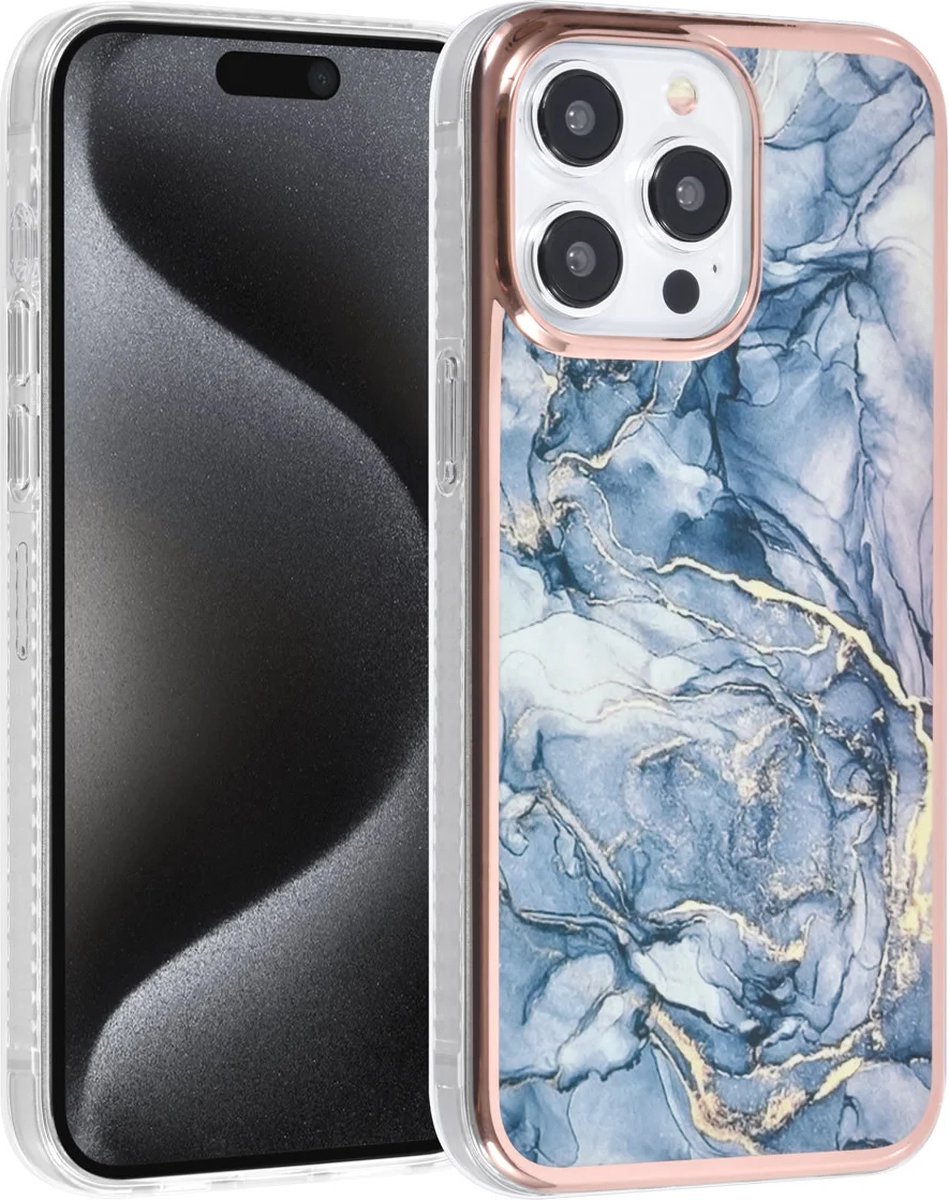 TPU Back Cover hoesje - Marble Grijs - Geschikt voor: iPhone 15 Pro