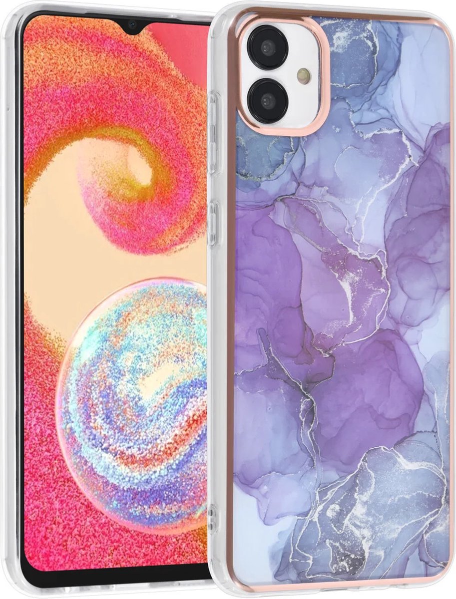 TPU Back Cover hoesje - Marble Paars - Geschikt voor: Samsung Galaxy A04