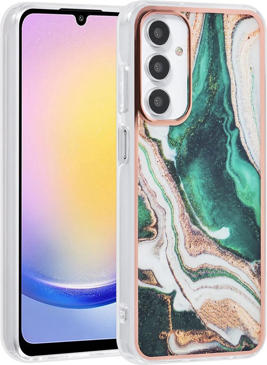 TPU Back Cover hoesje - Marble Groen - Geschikt voor: Samsung Galaxy A14