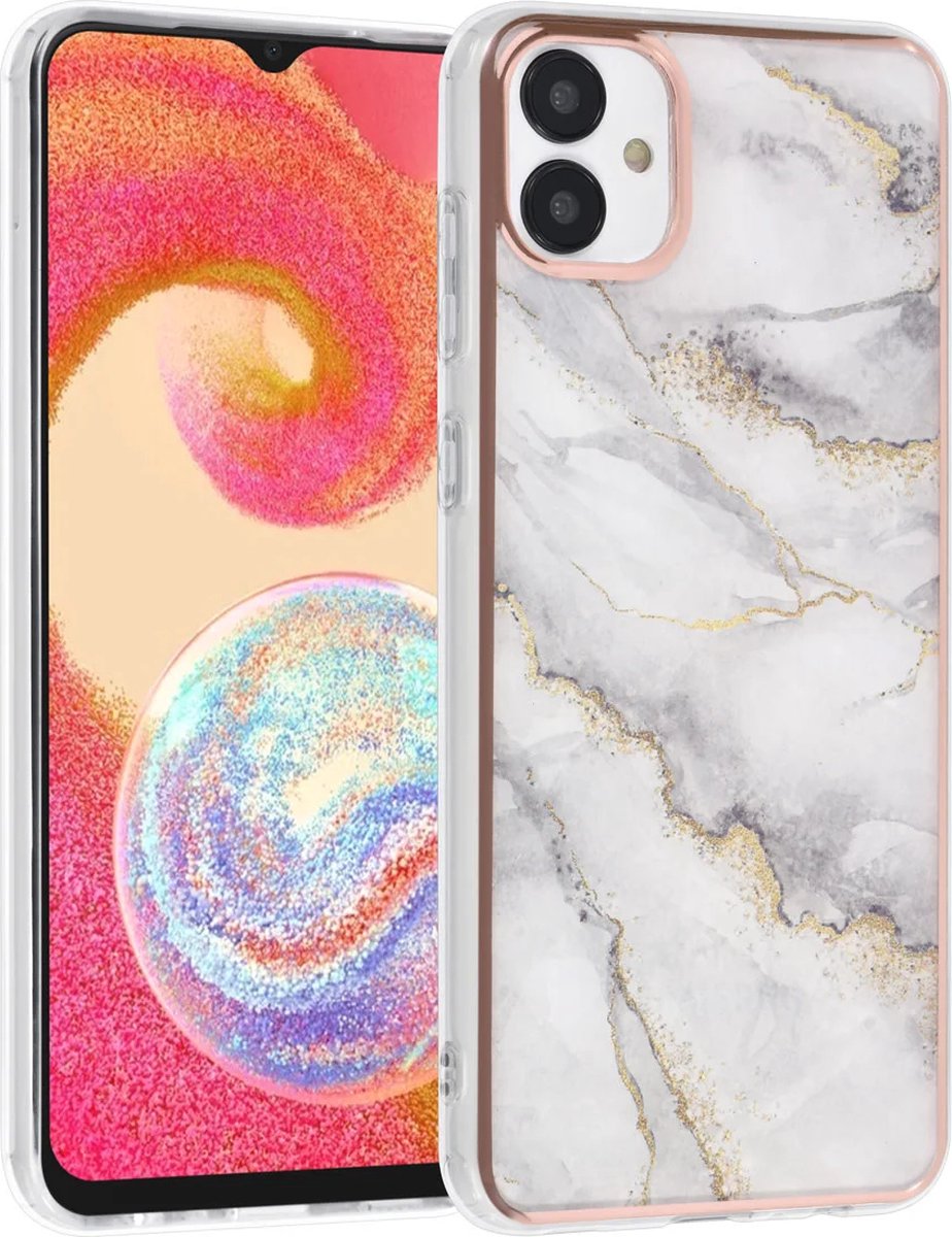 TPU Back Cover hoesje - Marble Wit - Geschikt voor: Samsung Galaxy A04