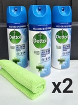 Dettol All-In-One Disinfectant Spray Crisp Linen - 6x400ml + gratis microvezel doekje