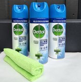 Dettol Spray Désinfectant Tout-En-Un Crisp Linen - 3x400ml + chiffon microfibre offert