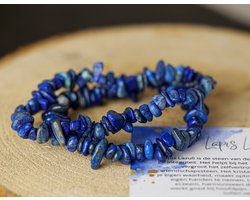 Lapis Lazuli Armband met split steentjes, Chip, edelstenen - Perfect cadeau voor vrouwen- Inclusief uitleg - Spiritueel - Lapis - Vriendschap -Communicatie - Expressie - Pyriet - Slapen - 100% NATUURLIJK