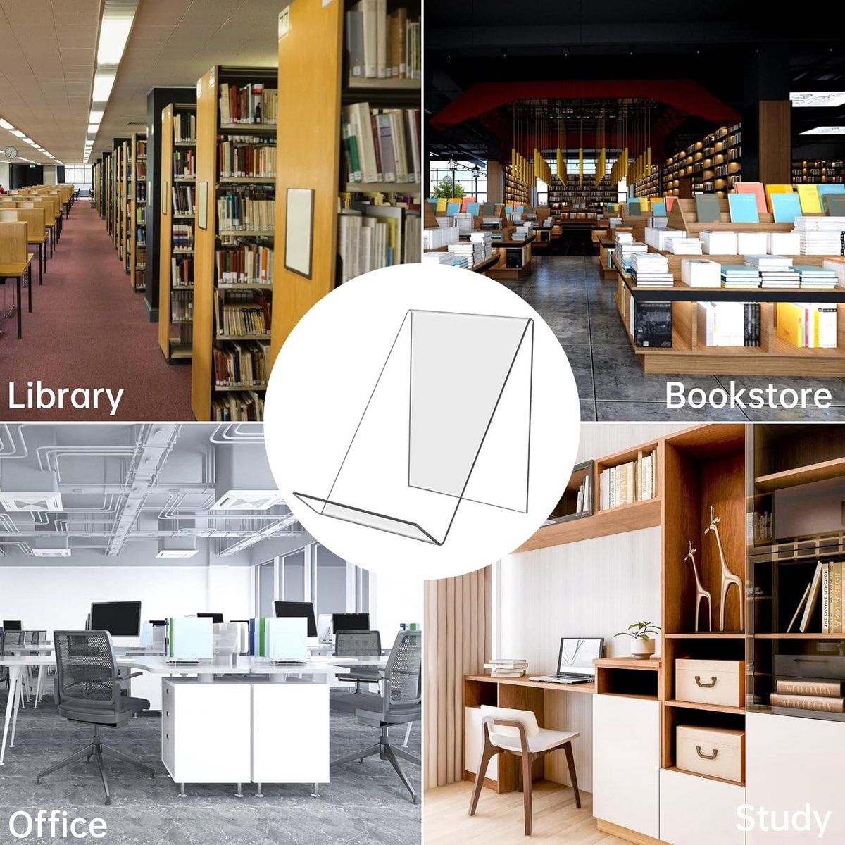 Lot De 10 Serre-livres En Acrylique Transparent Avec Patins Antidérapants Pour Bibliothèque, Bureau Ou étagère