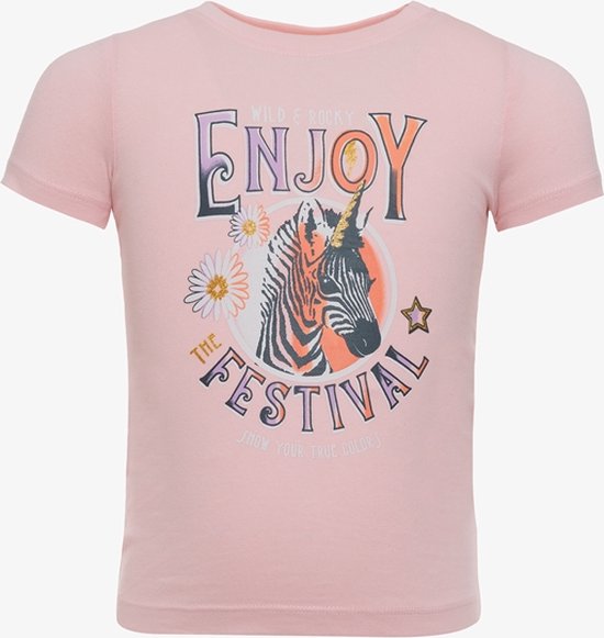 TwoDay meisjes T-shirt met zebra lichtroze - Maat 92