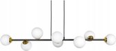 Hanglamp 8-Lamps witte bollen voor woonkamer, eetkamer zwart/goud