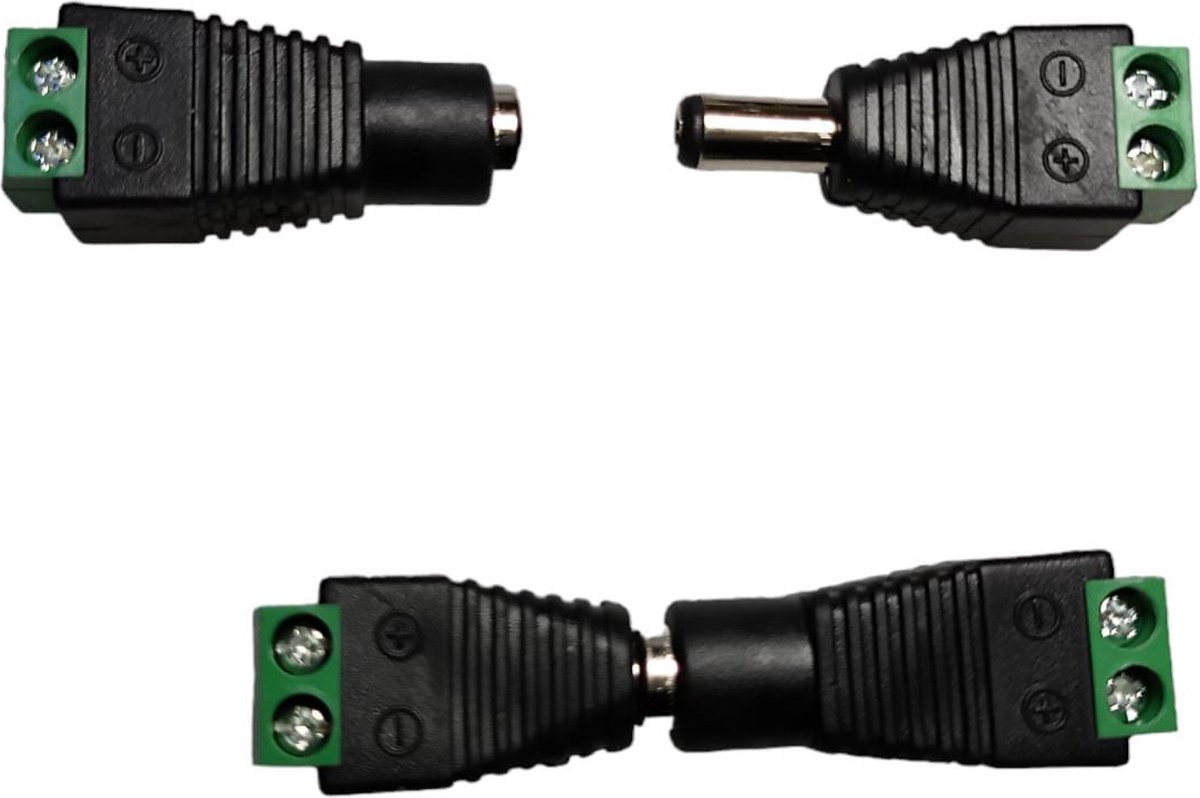 TB 2 x 2 Verloop / Verlengkabel laag spanning DC Connectoren 2.1X5.5Mm meest gebruikte maat handig voor het verlengen van je routerkabel, camera kabel, LED strips, maar ook bijvoorbeeld de camera recorder max 2,5Ampere 2500mAh