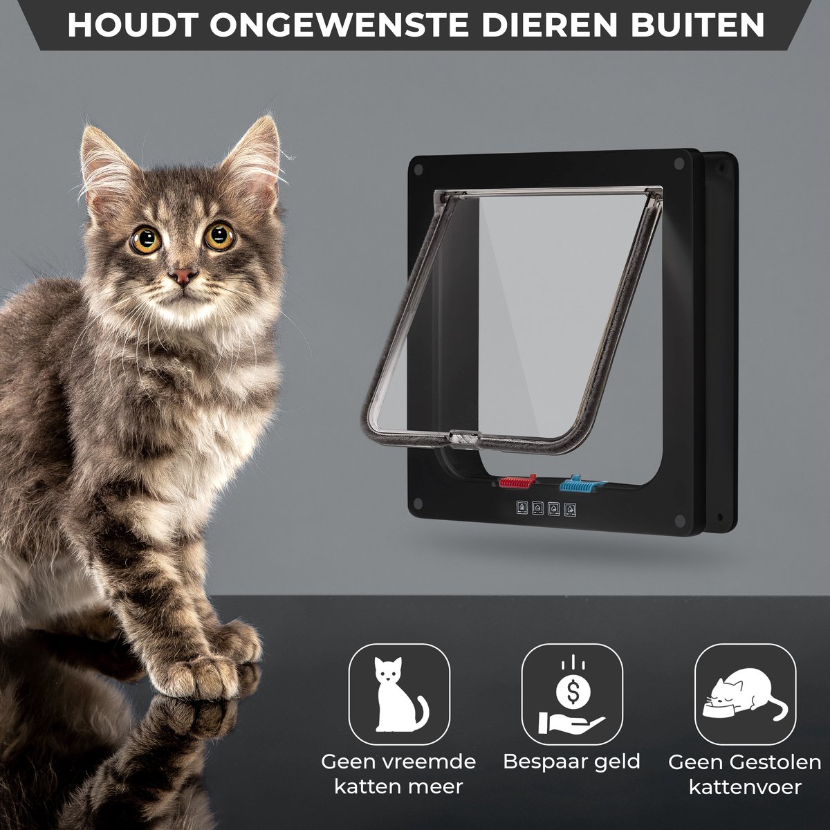 Lunspets – Kattenluik met Tunnel en Magnetische Sluiting – 23.5×25.5×5.5 cm - Waterdicht - Zwart thumbnail 5