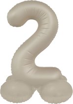 Folat - Staande folieballon Cijfer 2 Creamy Latte - 41 cm