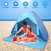 Strandtent- pop-up strandtent-draagbare tent-Anti-UV 50+ - blauw met draagtas, 2-3 persoons