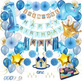 Fissaly Décoration d'Anniversaire Garçon 1 An XXL - Décoration Joyeux Anniversaire pour Enfant Incl. Ballons - Bleu