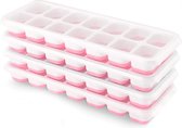IJsblokjesvorm, set van 4 ijsblokjesvormen met deksel, ijsblokjesvorm, siliconen, ruimtebesparend en stapelbaar, LFGB-gecertificeerd en BPA-vrij, vierkante ijsblokjes, eenvoudig uit te nemen